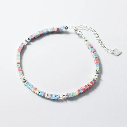 925 Sterling Silver Punk Colorful Square Chain Bracelet Rainbow Color Chain Link Platinum Plated For Women Fine Jewelry