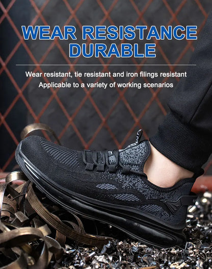 Women Lightweight Safety Shoes Casual Cushioned Work Sneakers Steel Toe Shoes Construction Safety Boots Anti-smash Work Shoes