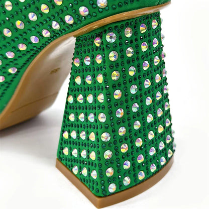 Nigerian Heel Party for Women Yellow Shoes and Bag Set Rhinestone Handbag Italian Design Wedding