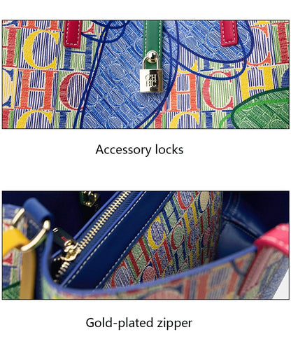 Women's Handbag Fashion Letter Printed Flower Design Large Capacity High End Texture Crossbody Bag