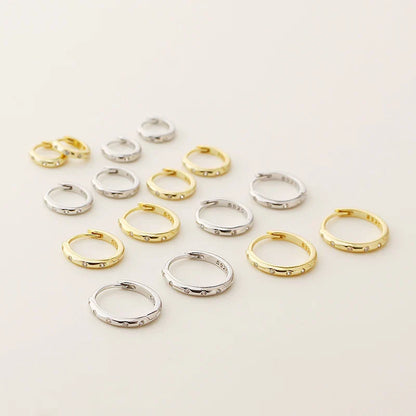 925 Sterling Silver Fashion Simple Piercing Ear Closure Statement Stacked Ear Hoop Earrings for Women Huggies Jewelry