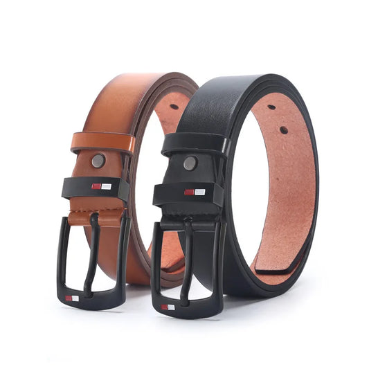 Men's PU Leather Alloy Pin Square Buckle Belt BusinessLeisure Belts Fashion WaistBelts for Men