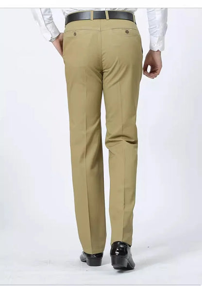 100% Cotton Men's Casual Pants Summer Autumn Fashion Solid Black Khaki Gentle Men Business Long Trousers Brand Smart Suit Pants