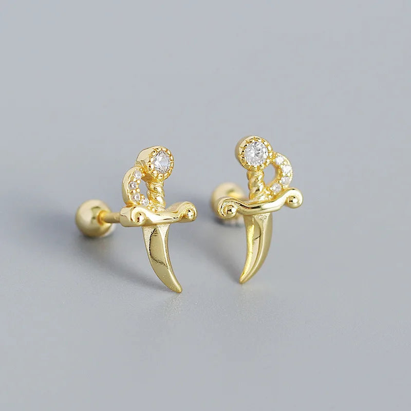 925 Sterling Silver Fashion Korean Petal Screw Bead Stud Earrings for Women Charm Ear Bone Piercing Jewelry Accessories