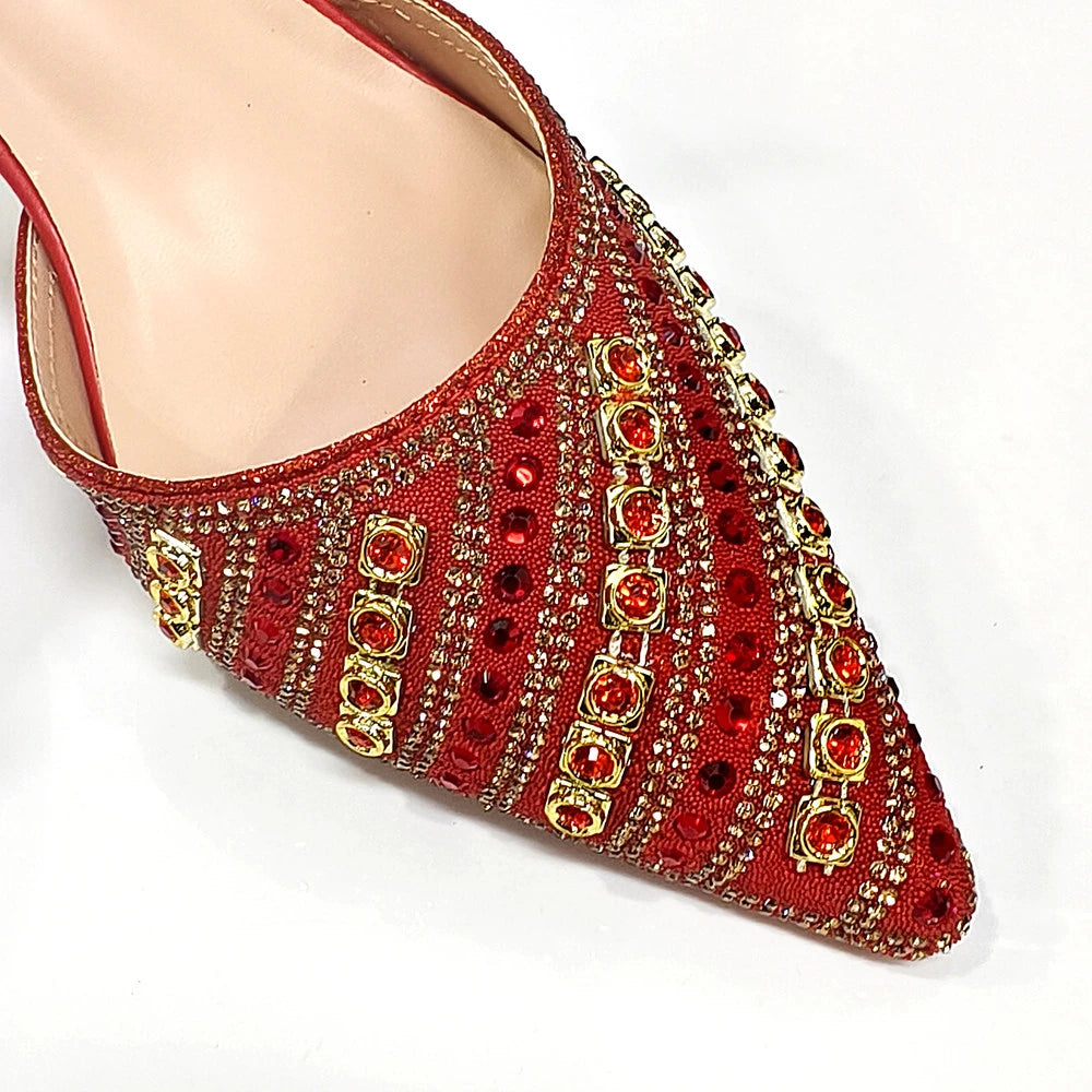 Elegant Multicolor Color Women's  Heels and Rhinestone Handbag Set - Italian Design for Weddings and Parties