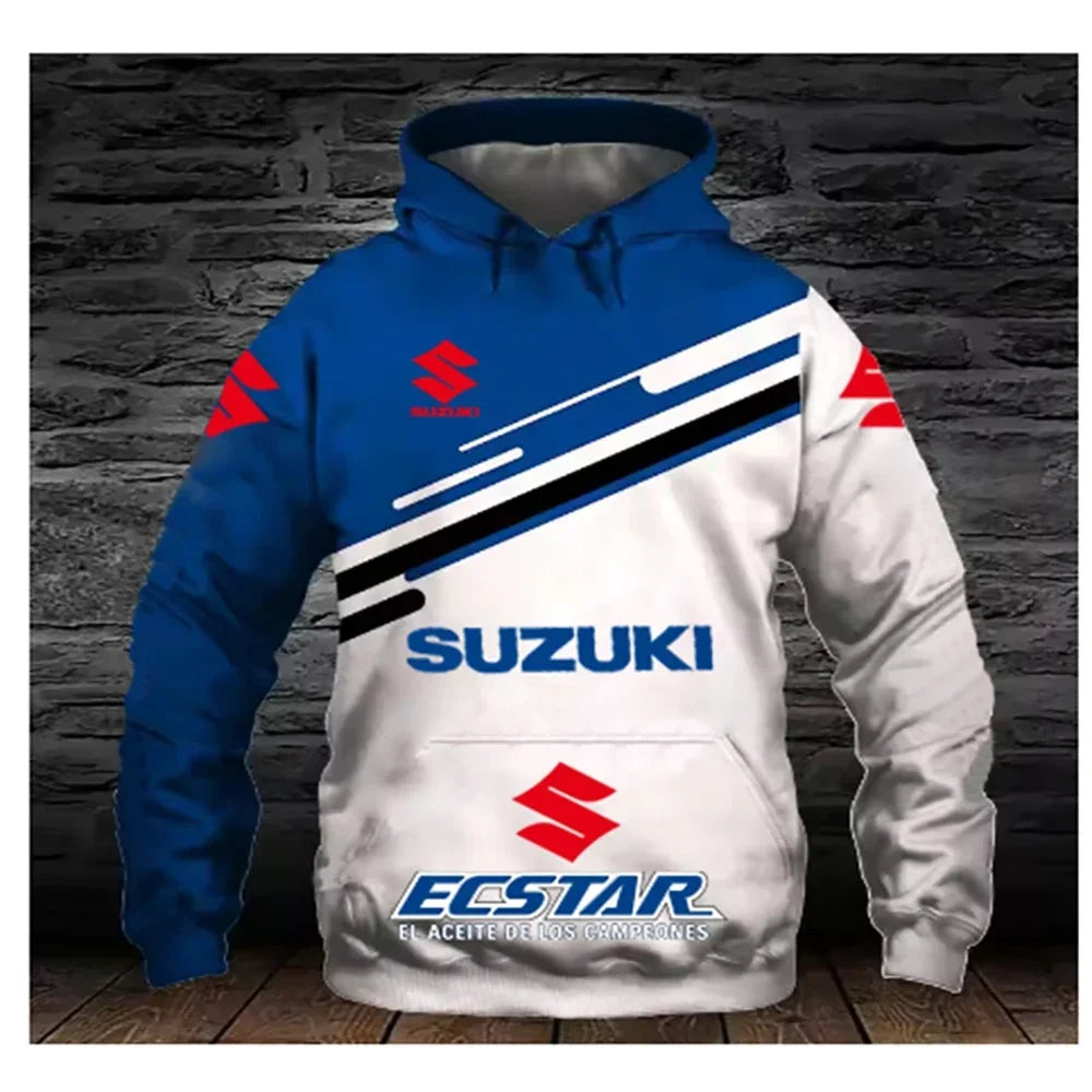 Moletom masculino, moda urbana, casual, esportivo, com estampa 3D, moda outdoor, roupas de corrida de rua de motocicleta Suzuki Enduro