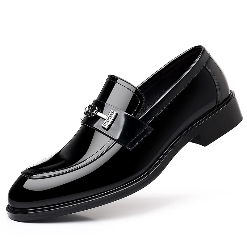 Men's Leather Shoes Genuine Leather High-end Brand One-pedal Formal Business 2025 New Shoes Glossy Doudou  Wedding  Dress Shoes