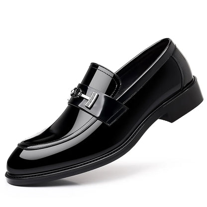Men's Leather Shoes Genuine Leather High-end Brand One-pedal Formal Business 2025 New Shoes Glossy Doudou  Wedding  Dress Shoes
