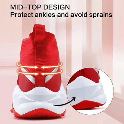 Kids Basketball Shoes Sneakers Durable  Non-Slip Running Shoes Secure for Little Kids Big Kids and