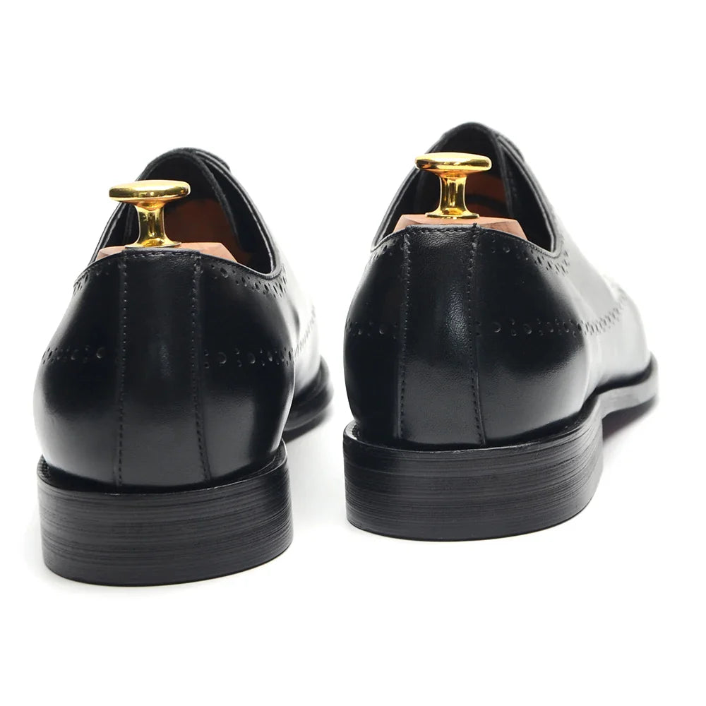 Luxury Italian Mens Wedding Dress Shoes Genuine Leather Handmade Brogue Wingtip Oxford Shoes Black Brown Formal Shoes for Men