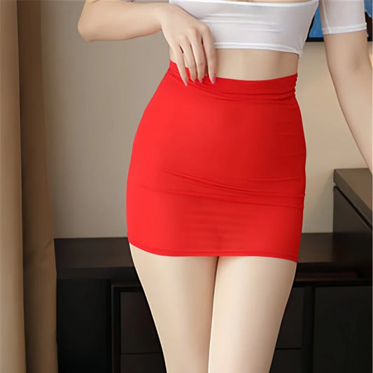 NEW Fashion Sexy See Through Slim Wrap Hips Black Mini Skirts for Women Christmas Bodycon Red Pencil Short Skirt Party Club Wear