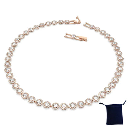 High Quality Women's Classic Happiness Diamond Round Crystal Necklace Set S925 Silver Gorgeous Una Angelic Series Jewelry Set