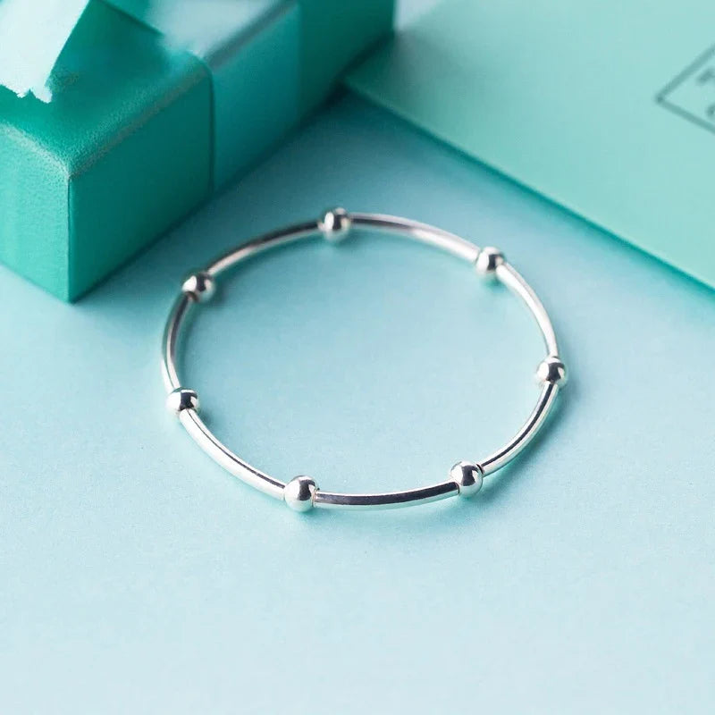 925 Sterling Silver Beads Fashion For Women Adjustable Silver Bracelets Bangles for Women Sterling Silver Fine  Jewelry