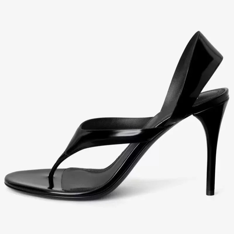 Sandálias Femininas de Verão com Salto Agulha, Concisas, Estilo Flip-flop, Salto Alto, Slingback, Sapatos Femininos para Passarela, Tamanhos Grandes 34-46