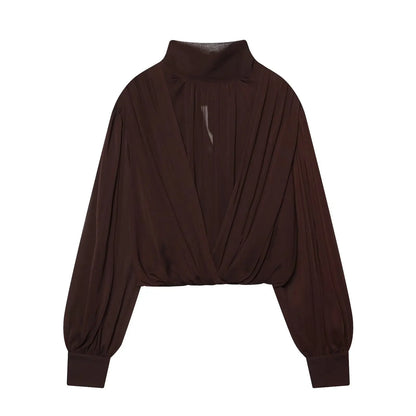 Women's 2026 New Perspective Shirts Tops Fashion Loose Long-Sleeved Elegant Spring Blouses Chic Youth Street Travel Blouses Tops