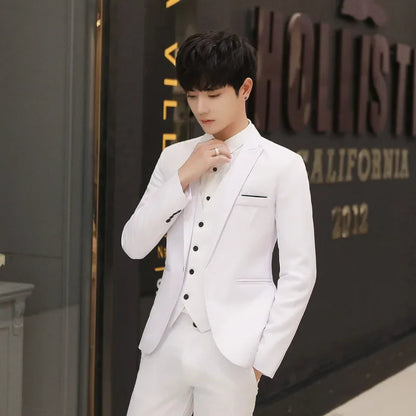 Western-Style Men's Suits Cross-Border Wholesale New Arrival Slimming Three-Piece Set Korean Version Business Professional Gown