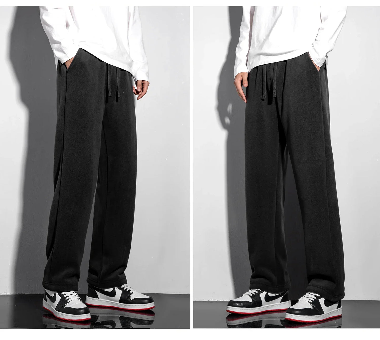 Unisex 2026 Winter New Oversize Pants Men Women Warm Fleece Liner Drawstring Trousers Casual Comfortable Gym Sweatpants