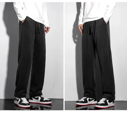Unisex 2026 Winter New Oversize Pants Men Women Warm Fleece Liner Drawstring Trousers Casual Comfortable Gym Sweatpants