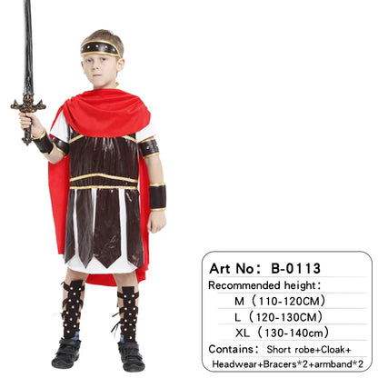 Children's Knight Costume Cosplay Performance Dress Party European Knight Armor Medieval Royal Castle Defender Armor