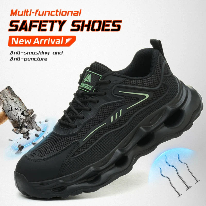 Men's safety shoes are super lightweight, breathable, comfortable, anti smashing, plastic toe protection and work shoes