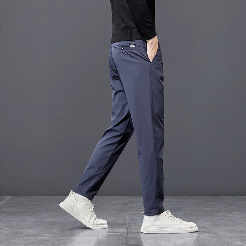 Spring Autumn Men's Golf Casual Pants Solid Color Elastic Waist Design Business Trousers Straight Stretch Korean New Male Pants