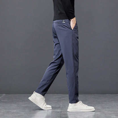 Spring Autumn Men's Golf Casual Pants Solid Color Elastic Waist Design Business Trousers Straight Stretch Korean New Male Pants