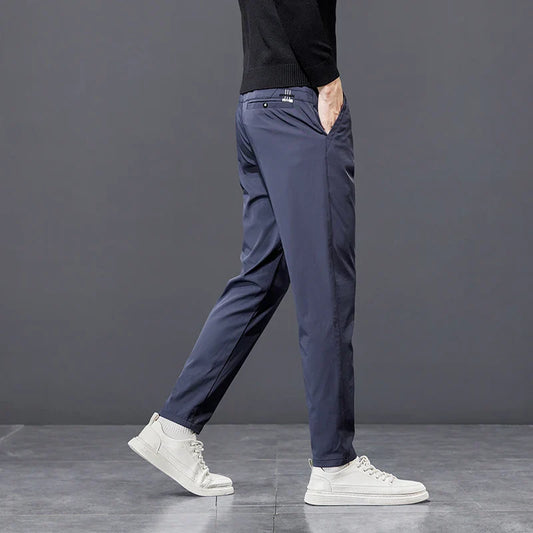 Spring Autumn Men's Golf Casual Pants Solid Color Elastic Waist Design Business Trousers Straight Stretch Korean New Male Pants