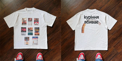 The Smoking Kills Collection Printing Cotton Fabric T-Shirt Summer Street Style Short Sleeved T-Shirt Cool Design Retro Tee Tops