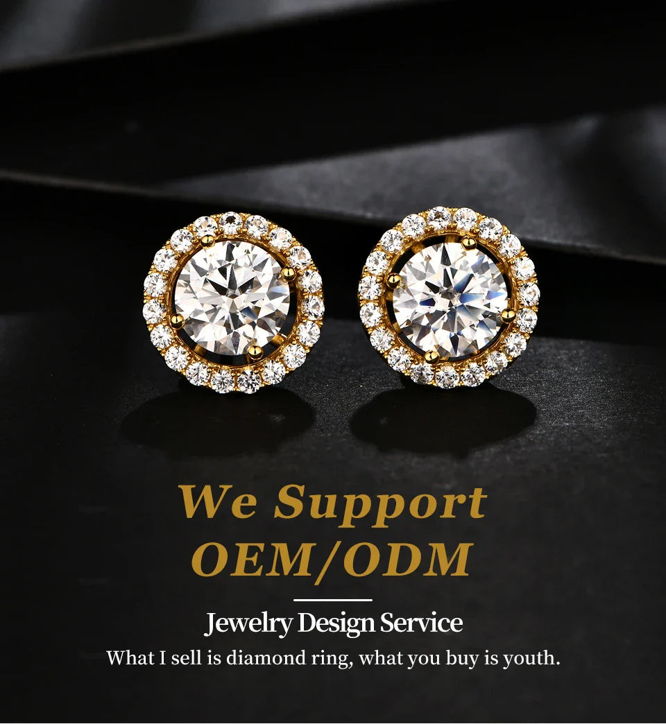 New Chamrs 1.0 Carat Moissanite D Color Diamond Detachable Stud Earrings for Women Solid 925 Sterling Silver Jewelry