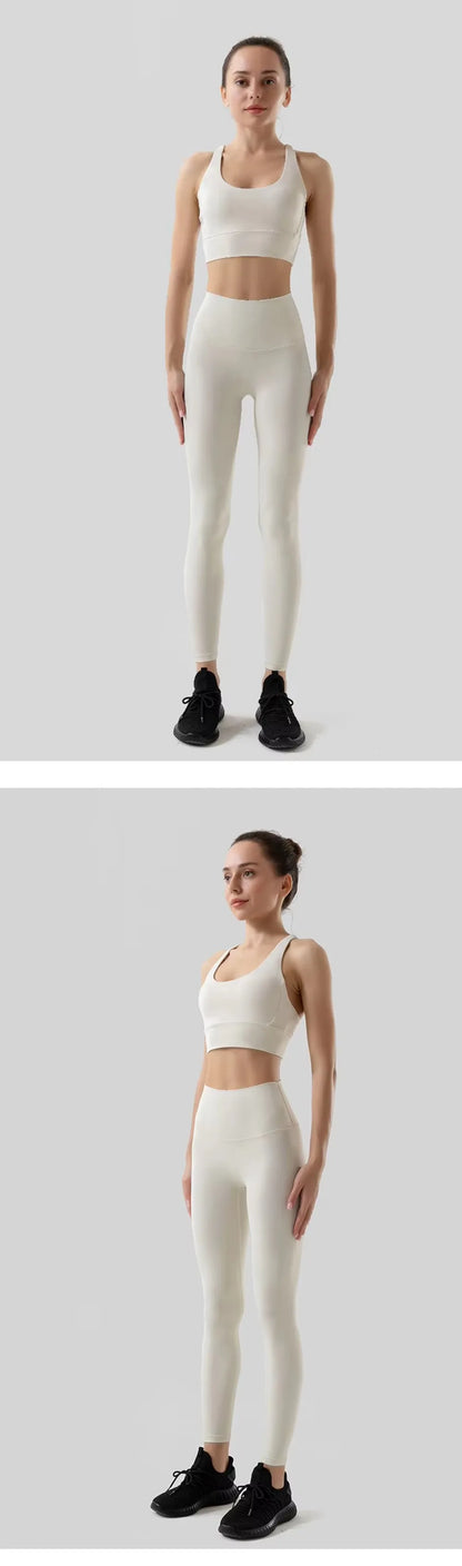 Women's 2 Piece Sports Set - High Waist Booty-Lifting Leggings with Back Pocket & Sports Bra Yoga/Gym/Running Workout Outfit