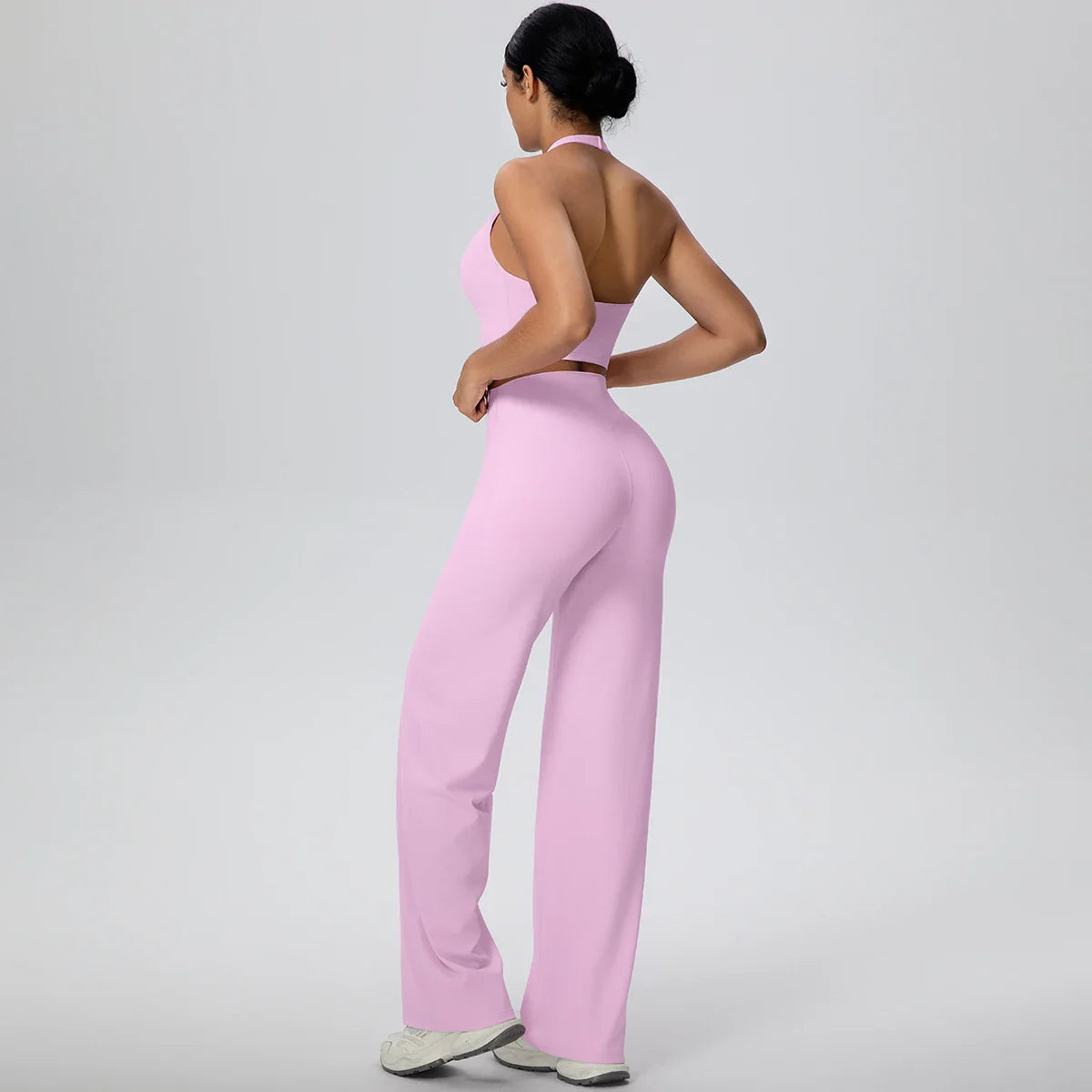 2PCS Woman Backless Hanging Neck Bra and Pants Yoga Set Summer Breathable Gym Sports Running Workout Top Hot Sales Yoga Set