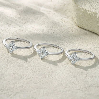 D Color Moissanite Four-leaf Clover Rings for Women 2.5/3/3.5mm Diamond Wedding Ring GRA s925 Sterling Silver Jewelry