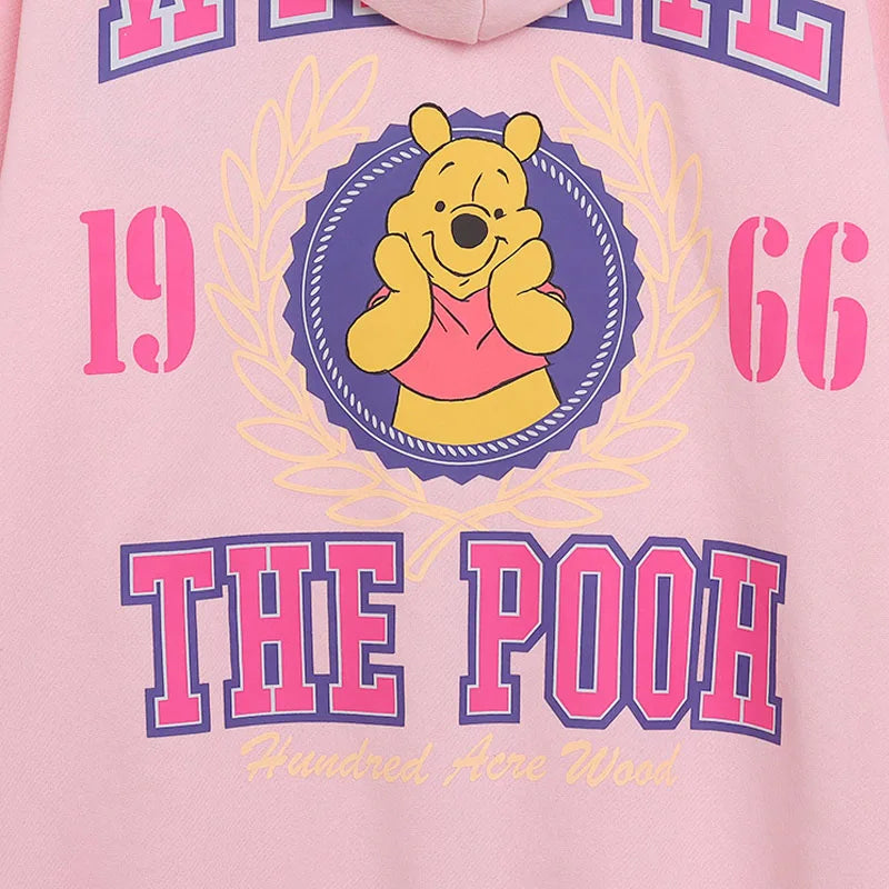 Cute Marie Cat Fleece Hooded Sweatshirt Winnie the Pooh Embroidery Zip Up Hoodies Jacket Women Casual Cartoon Jumper Top
