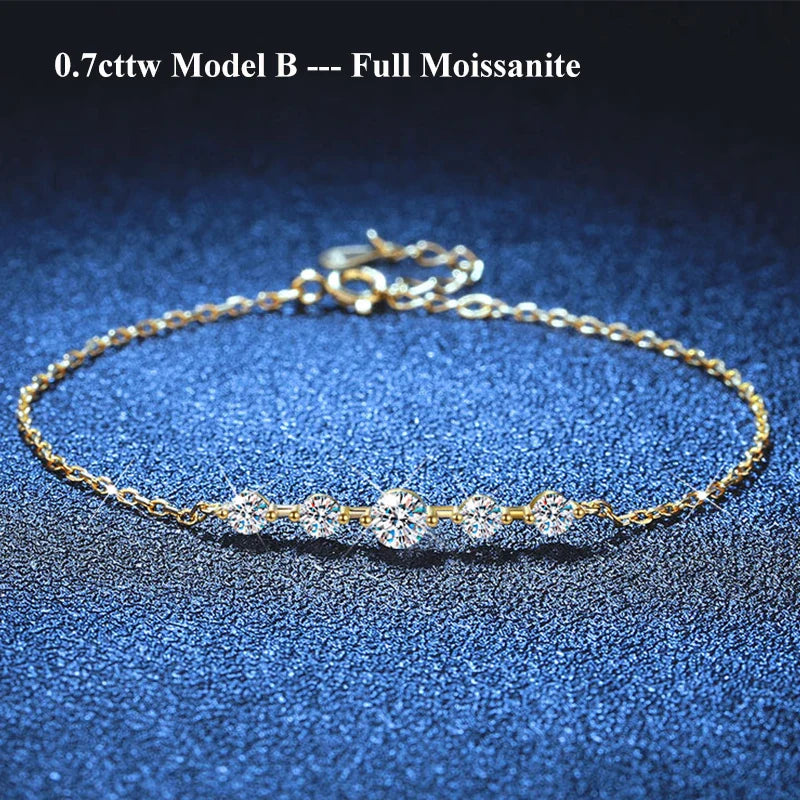 Micro Full 2/2.5/3mm D Color Moissanite Diamond Tennis Bracelet for Woman 925 Silver Plated 18k Adjustable Link Bracelets
