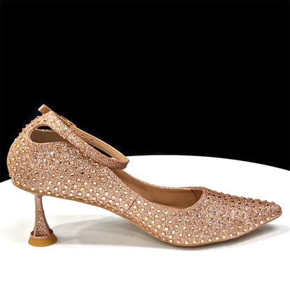 Women's Heels & Bag Set – Rhinestone-Embellished Designer Shoes Perfect for Weddings & Special Occasions
