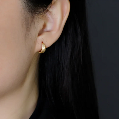 925 Sterling Silver Fine Matte Simple Wide Huggies Gothic Hoop Earrings for Women Unisex Piercing Rock Jewelry Ear Buckle