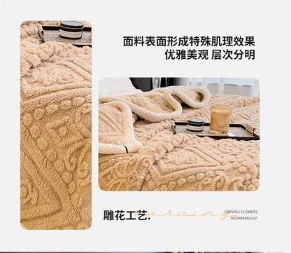 New Carved Velvet Warm Autumn Winter Blanket for Bed Soft Fluffy Sofa Blankets Warmth Cozy Coral Flannel Sofa Cover Blanket Nap
