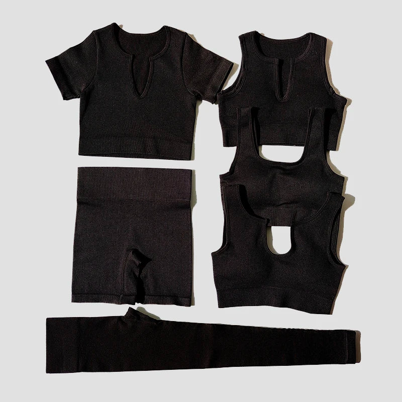 2/4/6PCS Seamless Women Yoga Set Workout Sportswear Fitness Bra Sport Pants Gym Clothing High Waist Leggings Shorts Sports Suits