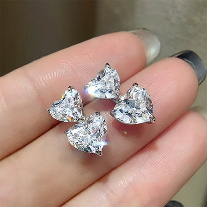 Double Heart Cut Moissanite Diamond Drop Earrings with Gra Certificates 925 Sterling Silver Stud Earring for Women Fine Jewelry