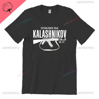 Vintage Classic Man Ak 47 TShirt Casual Fashion Military Fan Printed Cotton Shirt Summer O-neck Breathable Short-sleev Camisetas