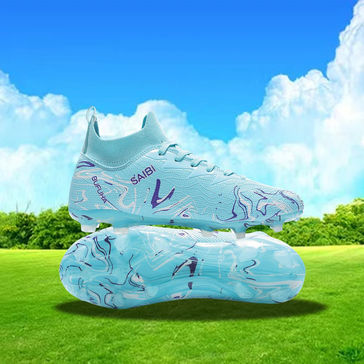 football boots sneakers chuteira society soccer shoes Above the ankle but not to the knee Anti-slip column Sole spikes