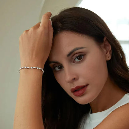 Luxury Rose Gold Color Chain Link Bracelet for Women Ladies Shining AAA Cubic Zircon Crystal Jewelry JIB013
