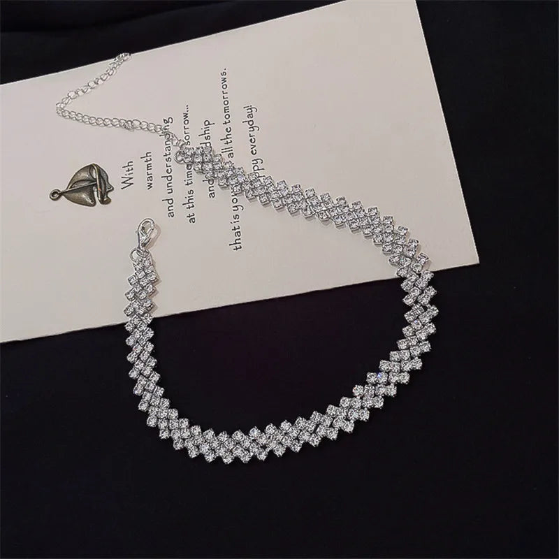 Heart Shape Pendant Necklaces Silver Color 5A Cubic Zirconia Minimalist Style Clavicle Chain Women And Girl Jewelry