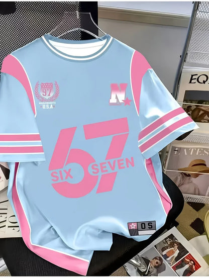 Summer Number Digital 3D Printed T-Shirt for Kids Sports Style Top Patchwork Short Sleeve Sports Football Jersey Y2k Loose Tops