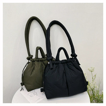 Women's Casual Single-shoulder Bag Large Capacity Nylon Backpack Women's Down Cotton Winter Tote Bag Portable Makeup Handbag