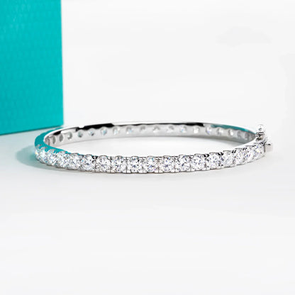 4mm(11.7cttw) Moissanite Eternity Bracelet 925 Sterling Silver 18K White Gold Plated Classic Bangle for Women Jewelry