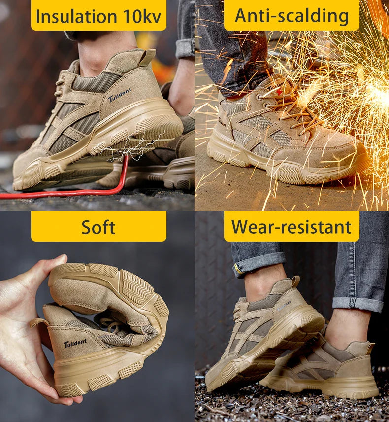 Insulation 10KV Safety Shoes Men Anti-smash Breathable Electrician Welding Work Boots  Puncture-Proof Male Footwear