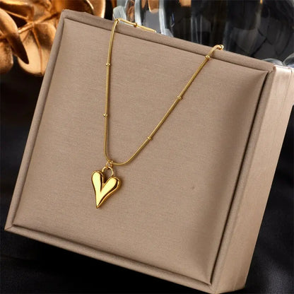 316L Stainless Steel Simple Heart Love Circular Tassel Necklace Lady Trend Fashion Clavicle Chain Jewelry Glamorous Gift