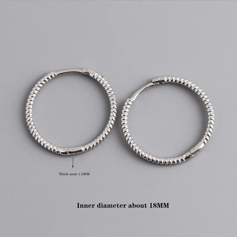 925 Sterling Silver Fashion Piercing Charm Twist Huggies Hoop Earrings for Women Rock Gothic Unisex Jewelry Ear Buckles