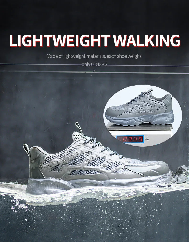 Summer Work Shoes with protection breathable Lightweight ShoesSteel Toe Shoes Men  Anti-smashing Industrial Safety Shoes